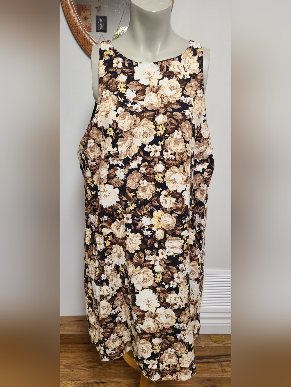 Abercrombie & Fitch Brown and Cream Floral Sleeveless Dress